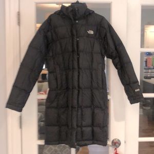 North face long black puffer coat